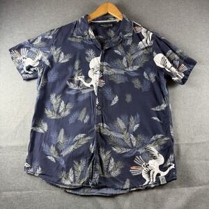 Free Planet Short Sleeve Tropical‎ button Up Shirt Size Large